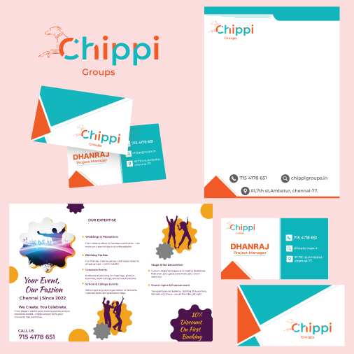 Chippi Groups branding and event service designs