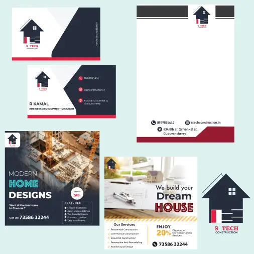 Home 19 Tech construction branding designs and home design ads